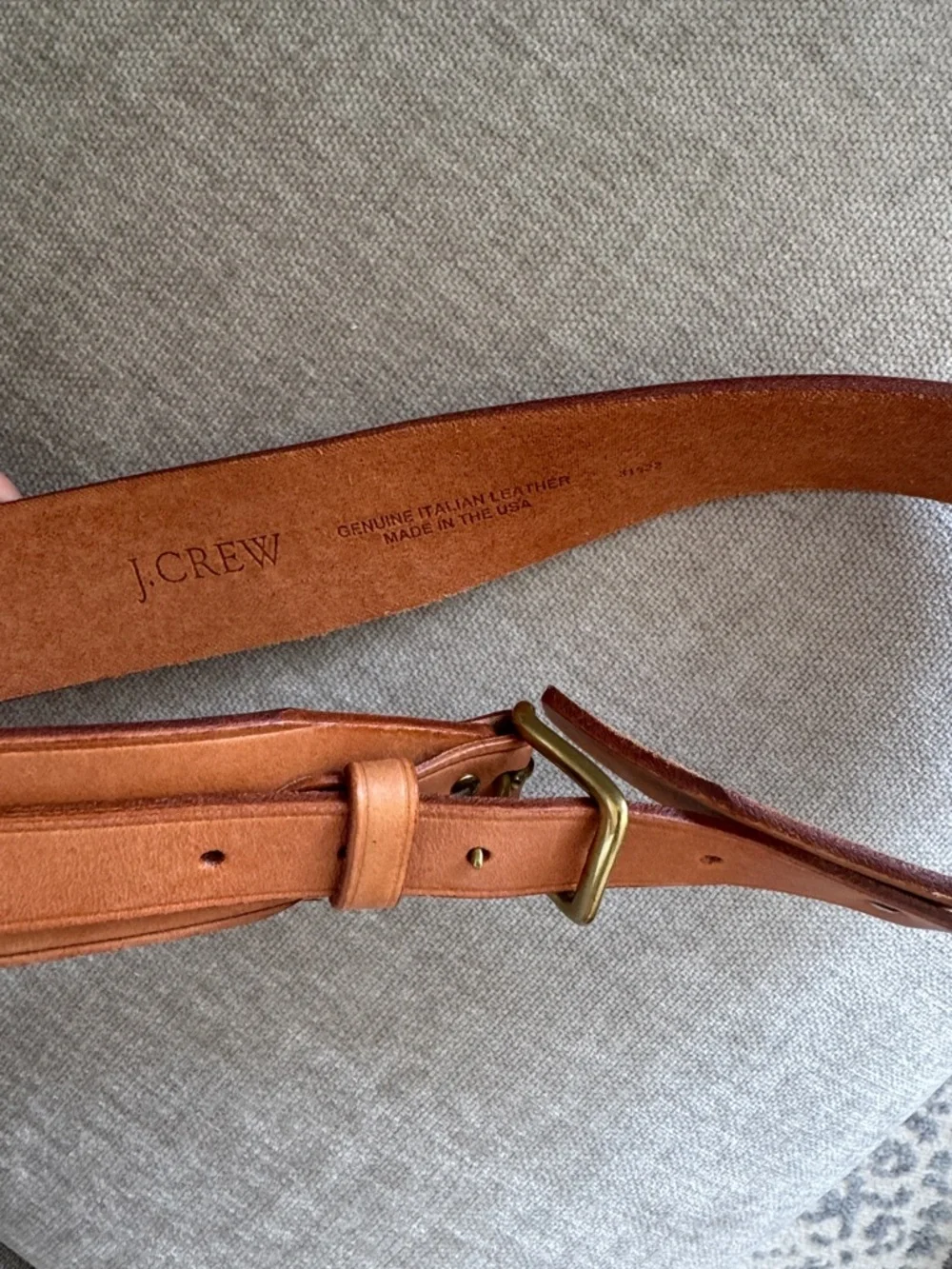 Like New J.Crew Waist Belt in Tan with Brass Buckle - Picture 2 of 6